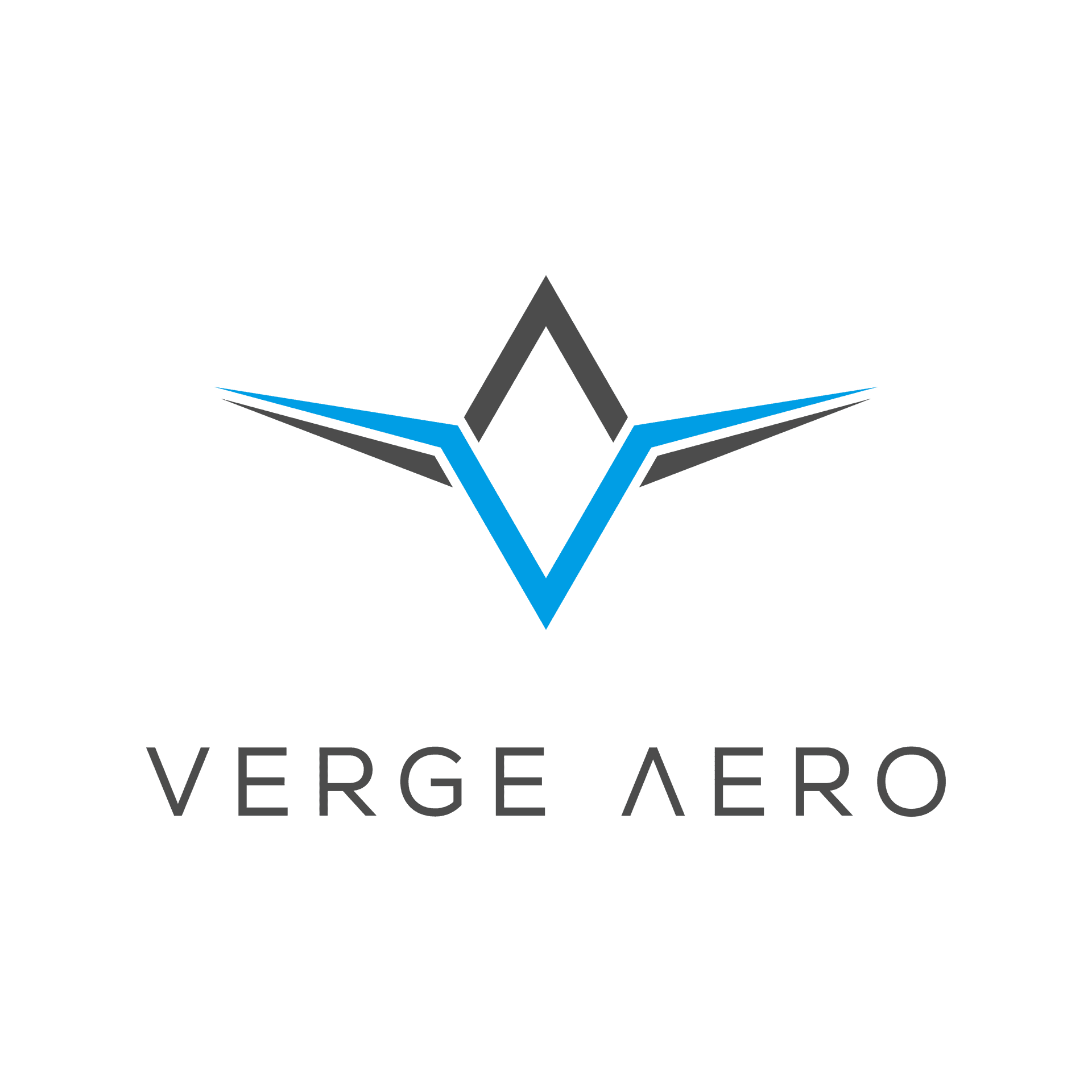 Verge Aero stacked logo, dark grey, on light background