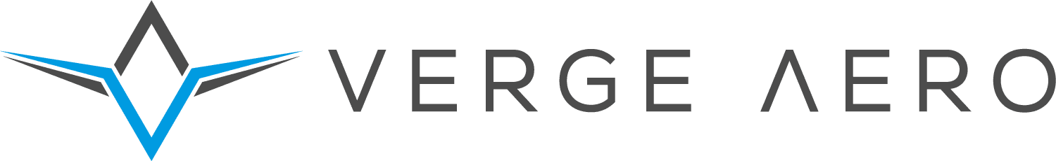 Verge Aero horizontal logo, dark grey, on light background