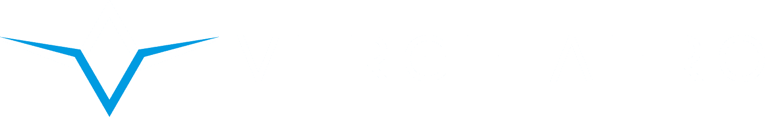 Verge Aero horizontal logo, white, on dark background