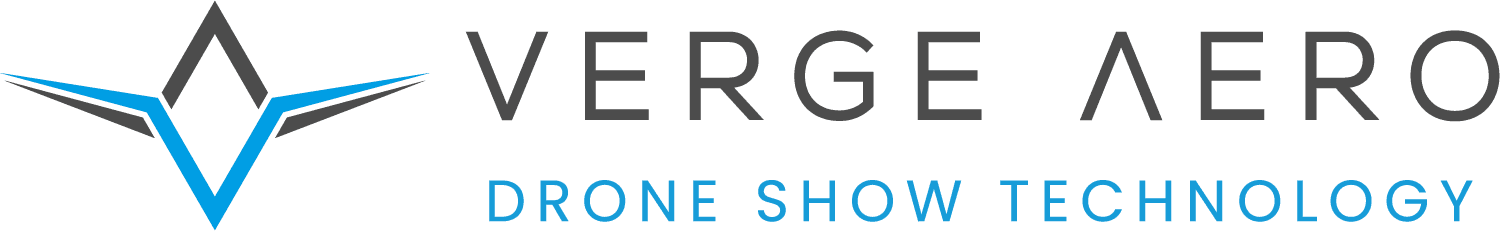 Verge Aero horizontal logo with Drone Show Technology descriptor, dark grey, on light background